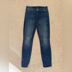 MOTHER The Pixie Ankle Fray Jeans in Deep Indigo